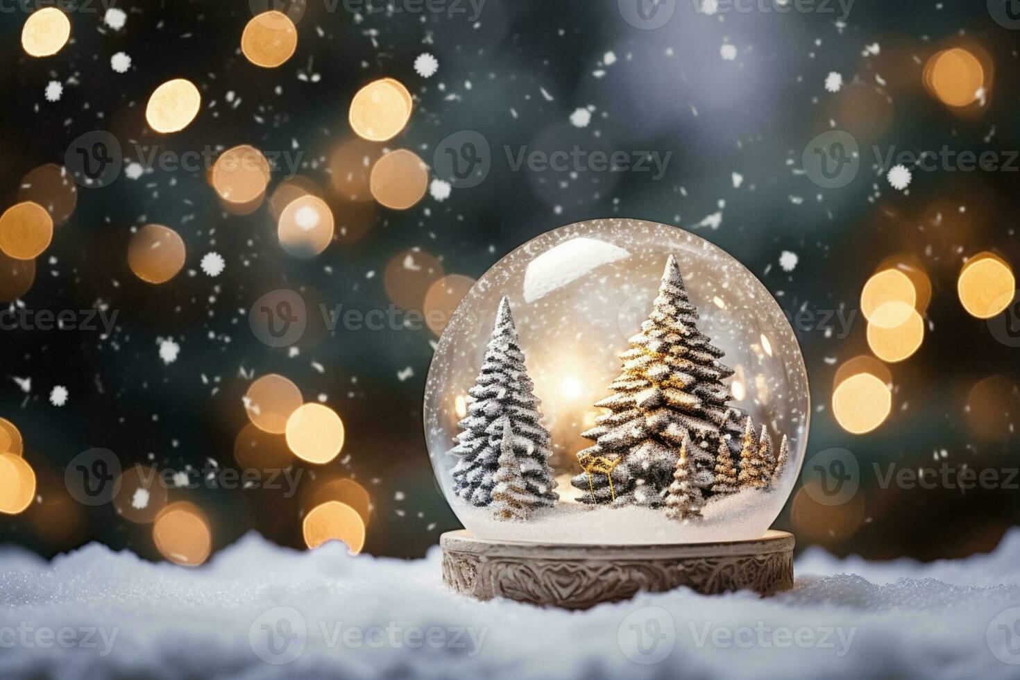 AI generated Christmas tree on glass globe ornament photo