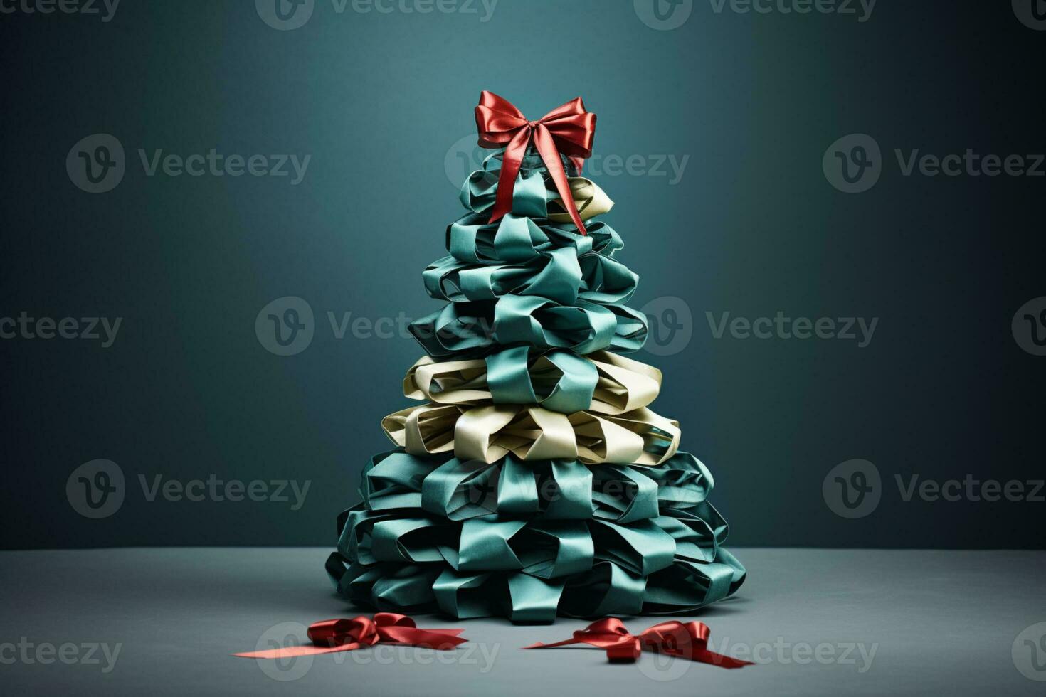 AI generated christmas tree made with ribbon photo