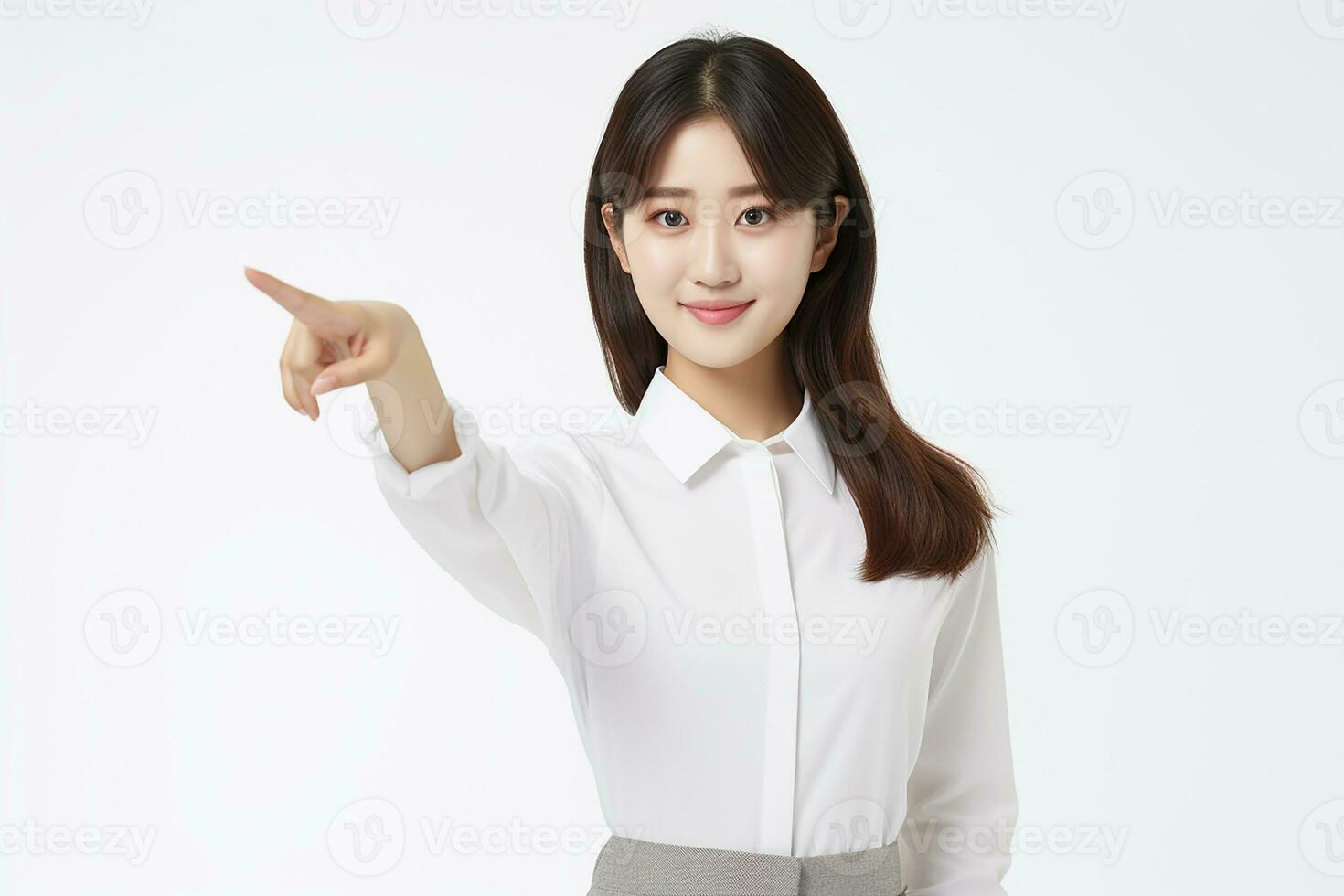 AI generated Portrait of Asian beautiful young woman posing on isolated background generative AI photo