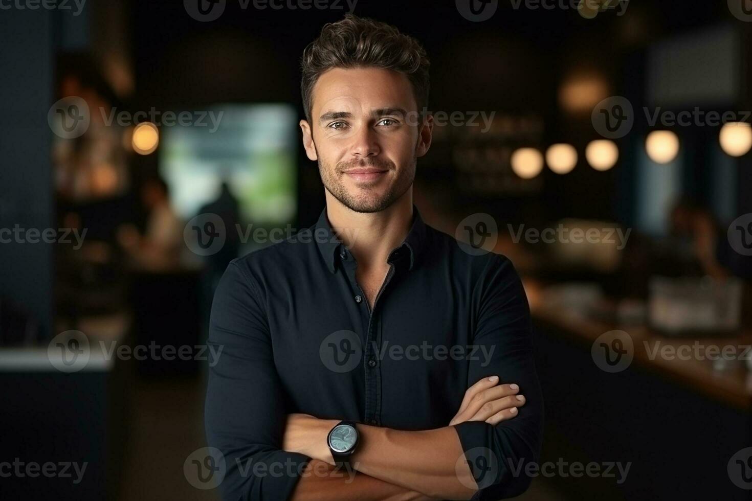 AI generated portrait of young businessman in the office photo