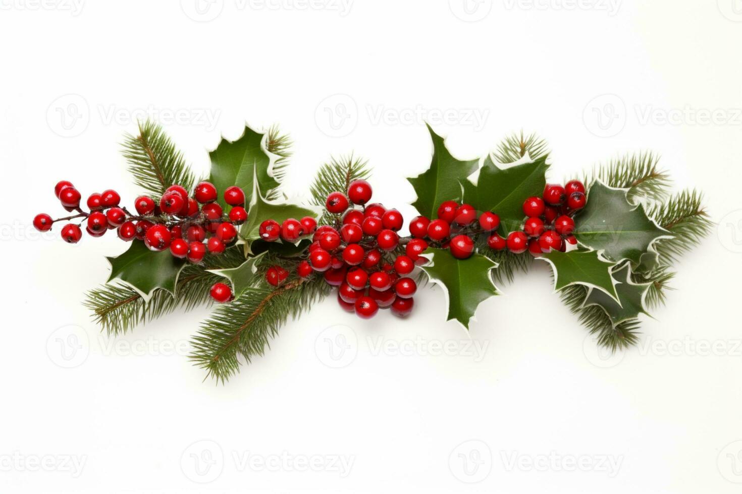 AI generated christmas holidays composition of green fir tree branches with gifts copy space photo