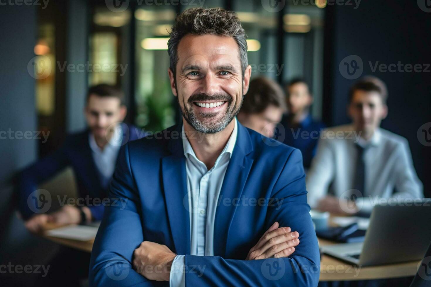 AI generated portrait of young businessman in the office photo