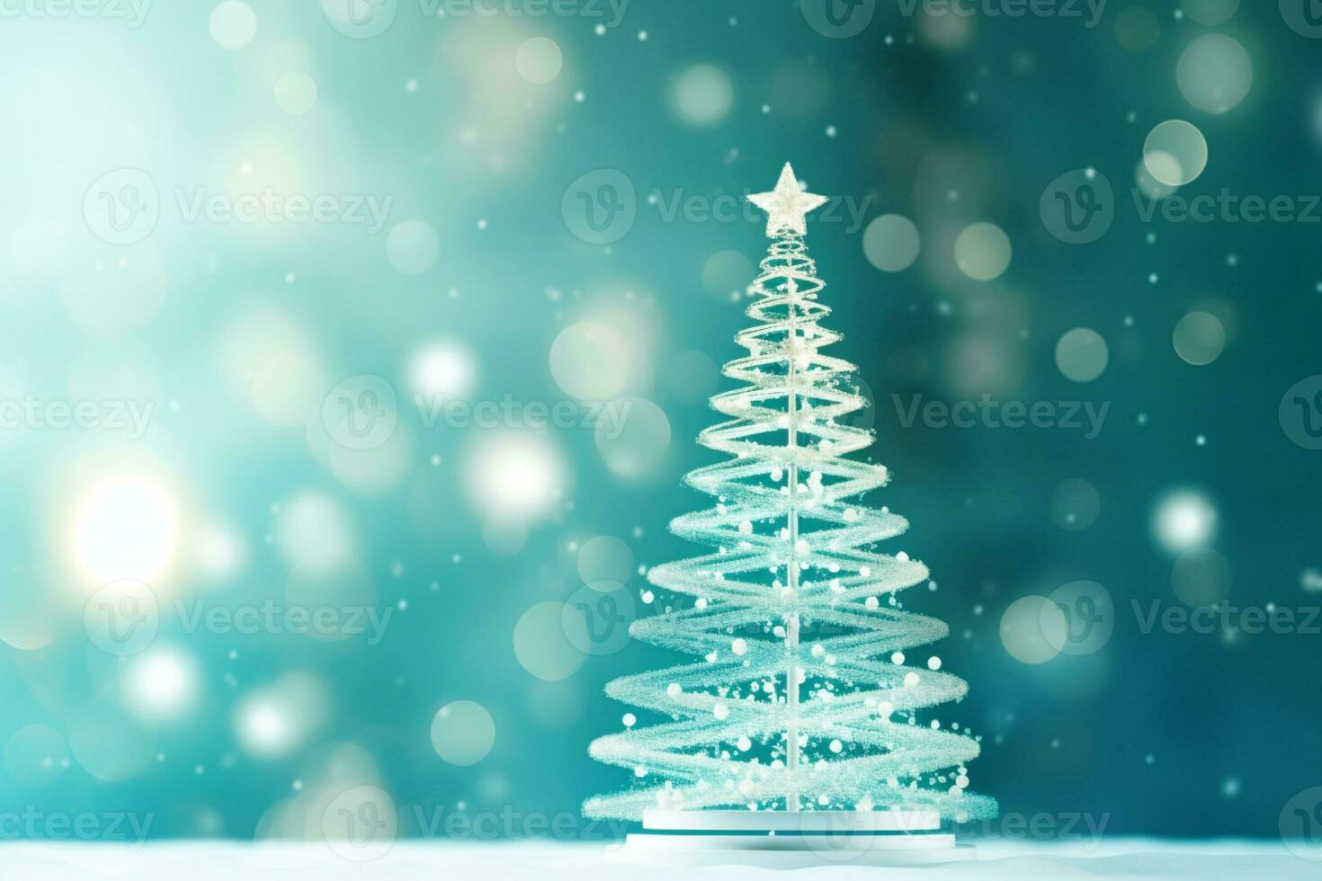 AI generated Blue Christmas tree made up with DNA structure health concept bokeh blurred background copy space photo
