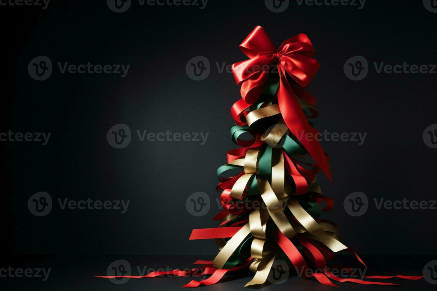 AI generated Christmas tree made with ribbons photo