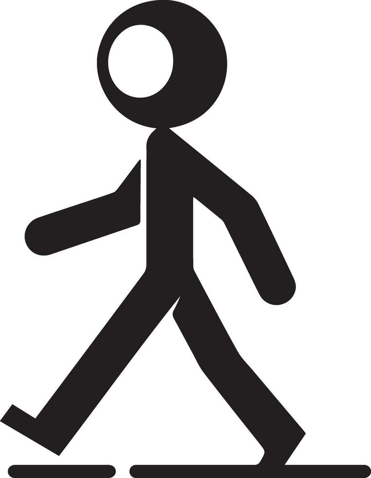 minimal Stick Figure character walking vector silhouette, black color silhouette, white background 9