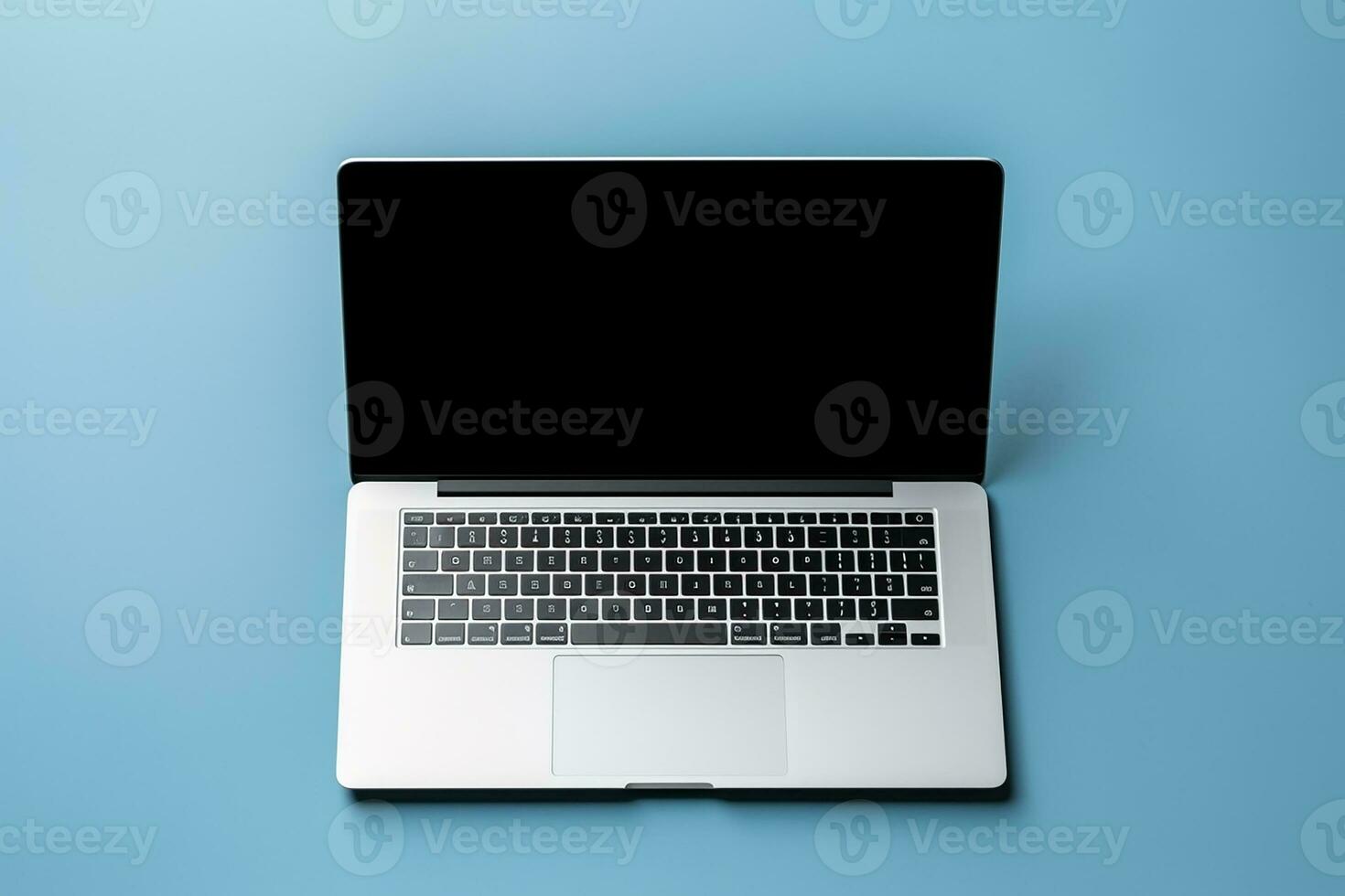 AI generated top view of laptop on isolated background photo