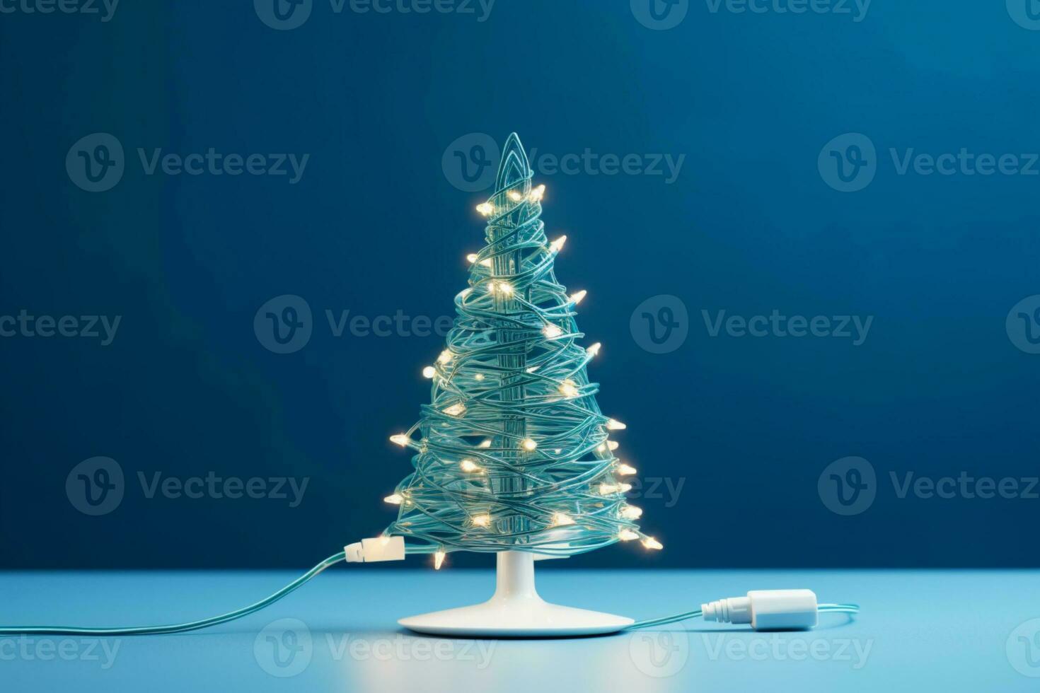 AI generated Christmas tree made up with charger cable Electronics concept background copy space photo