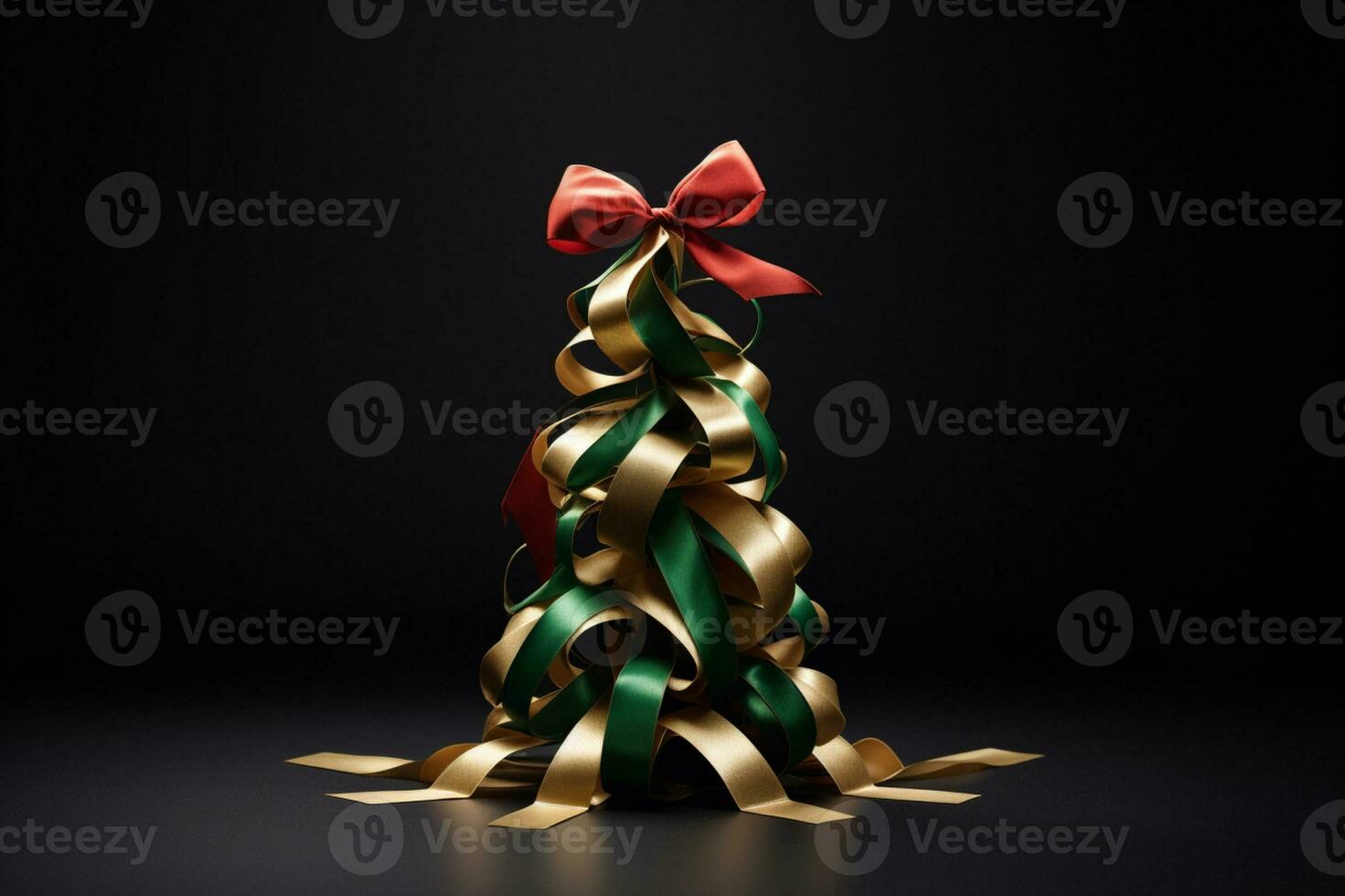 AI generated Christmas tree made with ribbons photo