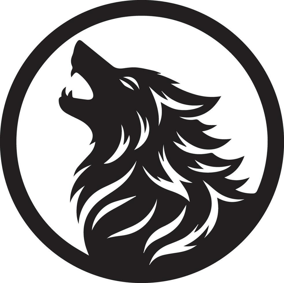 Wolf Howling Emblem Logo Vector silhouette, black color silhouette, white background 10