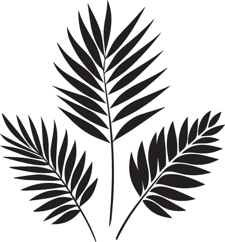 minimal tropical leave vector silhouette, black color silhouette, white background 22