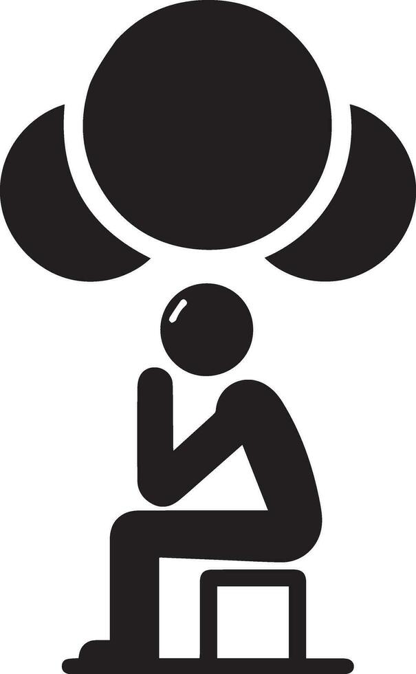 minimal Thinking Stick Figure vector silhouette, black color silhouette, white background 12