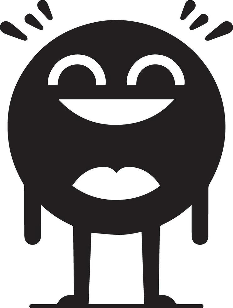 minimal funny laughing character vector silhouette, black color silhouette, white background 9