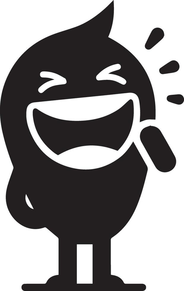 minimal funny laughing character vector silhouette, black color silhouette, white background 19