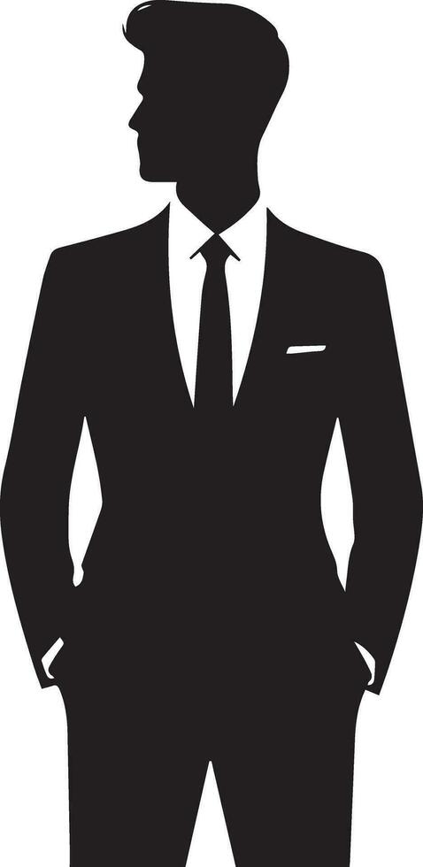 Business man pose vector silhouette black color white background 25