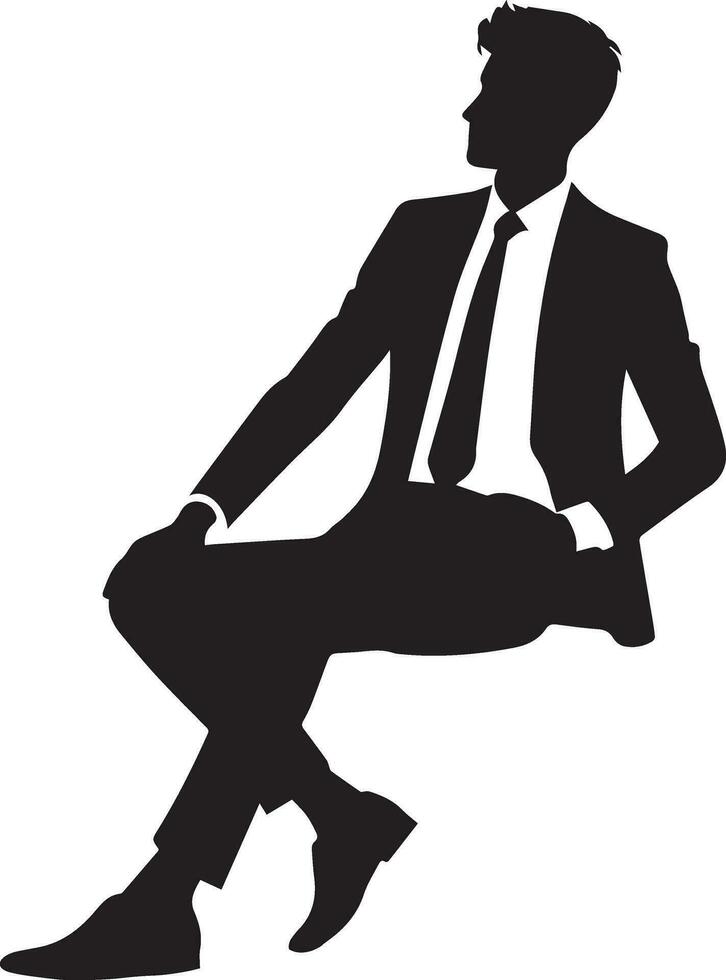 Business man pose vector silhouette black color white background 31