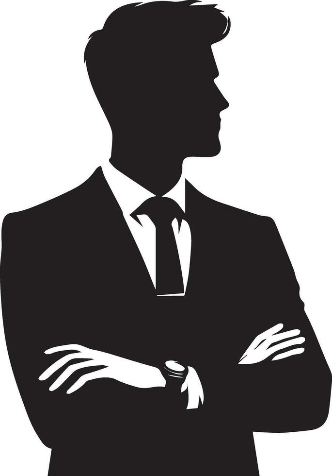 Business man pose vector silhouette black color white background 14