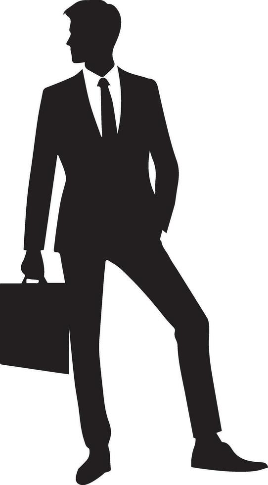 Business man pose vector silhouette black color white background 3