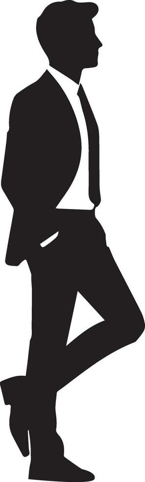 Business man pose vector silhouette black color white background 18