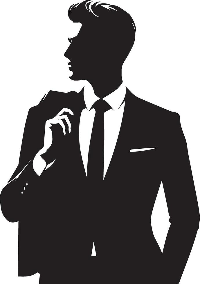 Business man pose vector silhouette black color white background 32