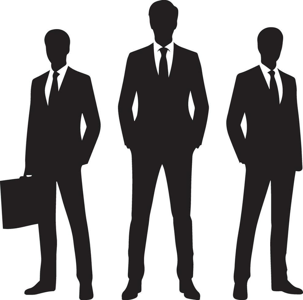 Business man pose vector silhouette black color white background 26