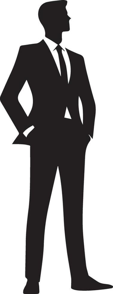 Business man pose vector silhouette black color white background 30