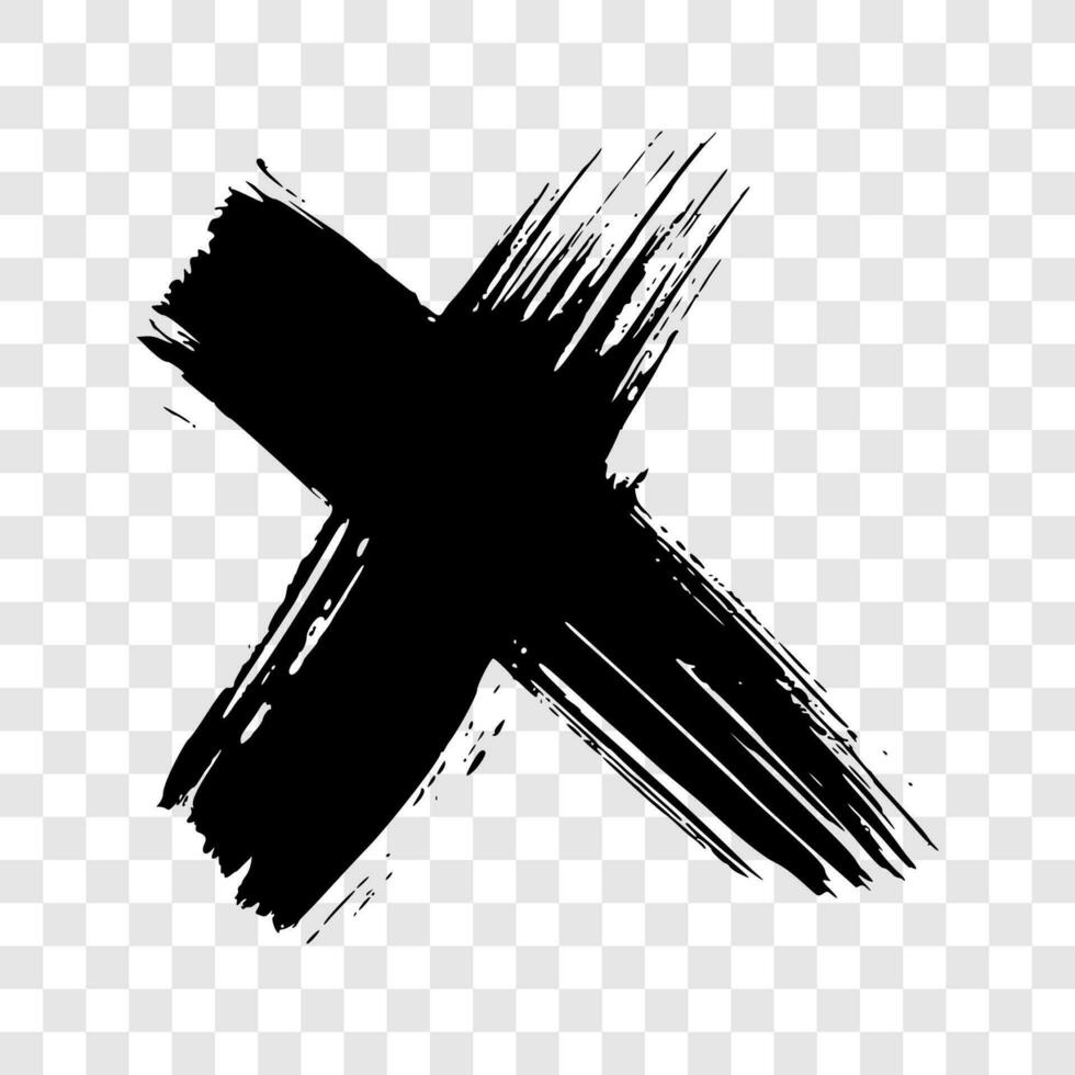 Black Hand drawn cross symbol vector