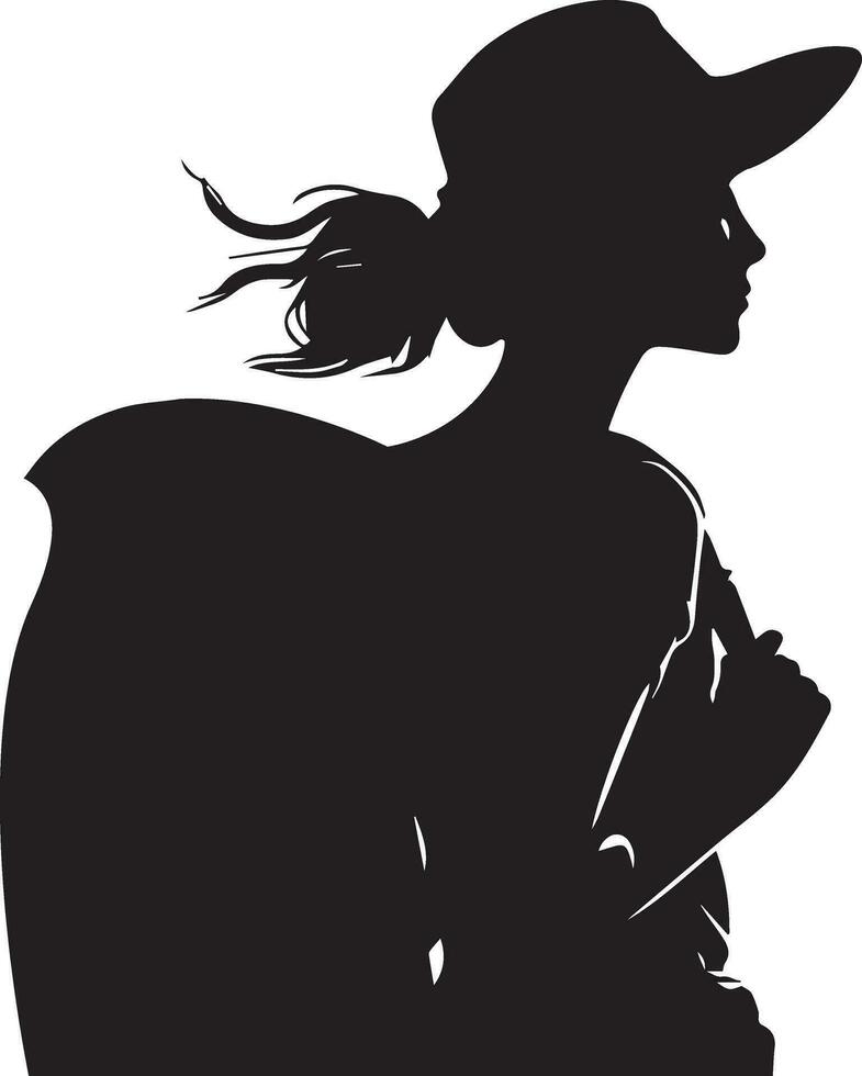 a woman with travel bag vector silhouette