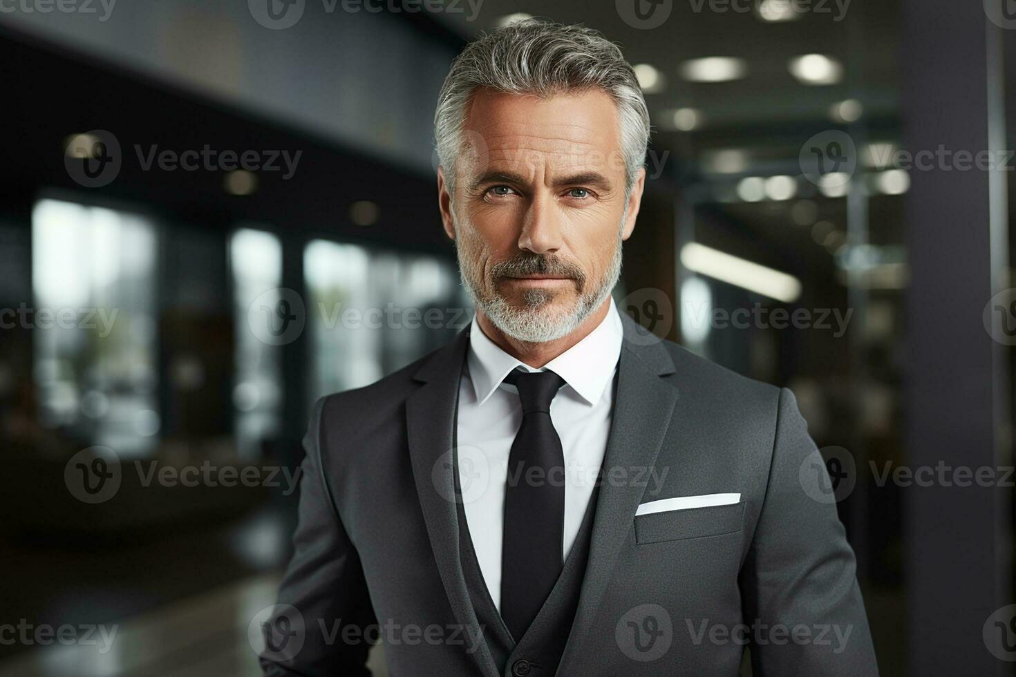 AI generated portrait of young businessman in the office photo