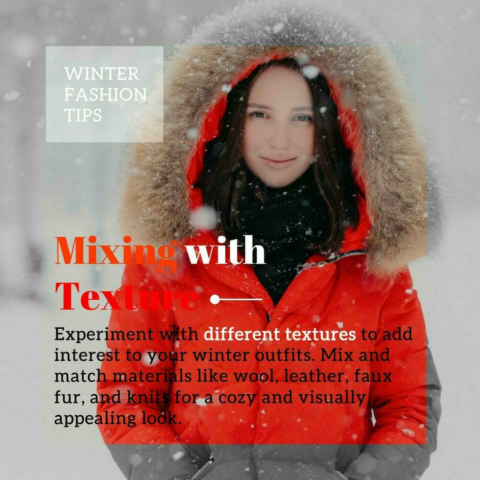 Winter Fashion Tips Mixing With Texture for Instagram Post template
