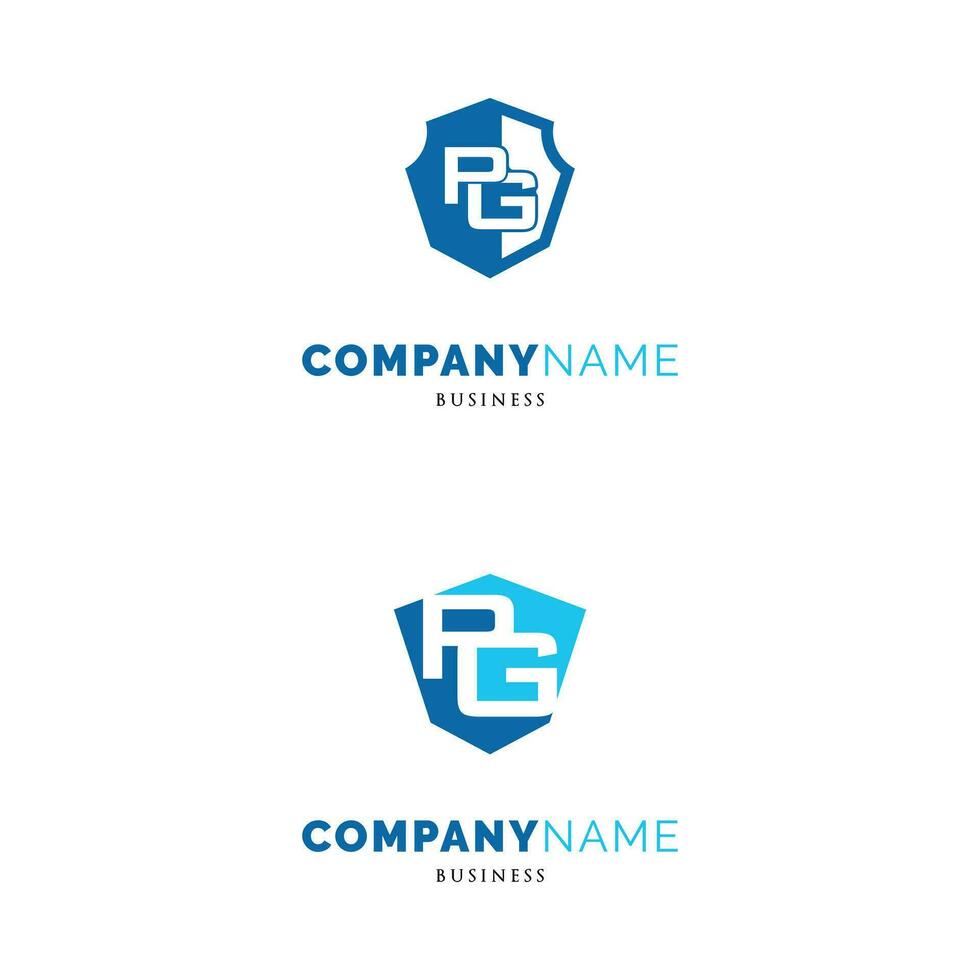 Set of Initial Letter PG Shield Icon Logo Design Template vector