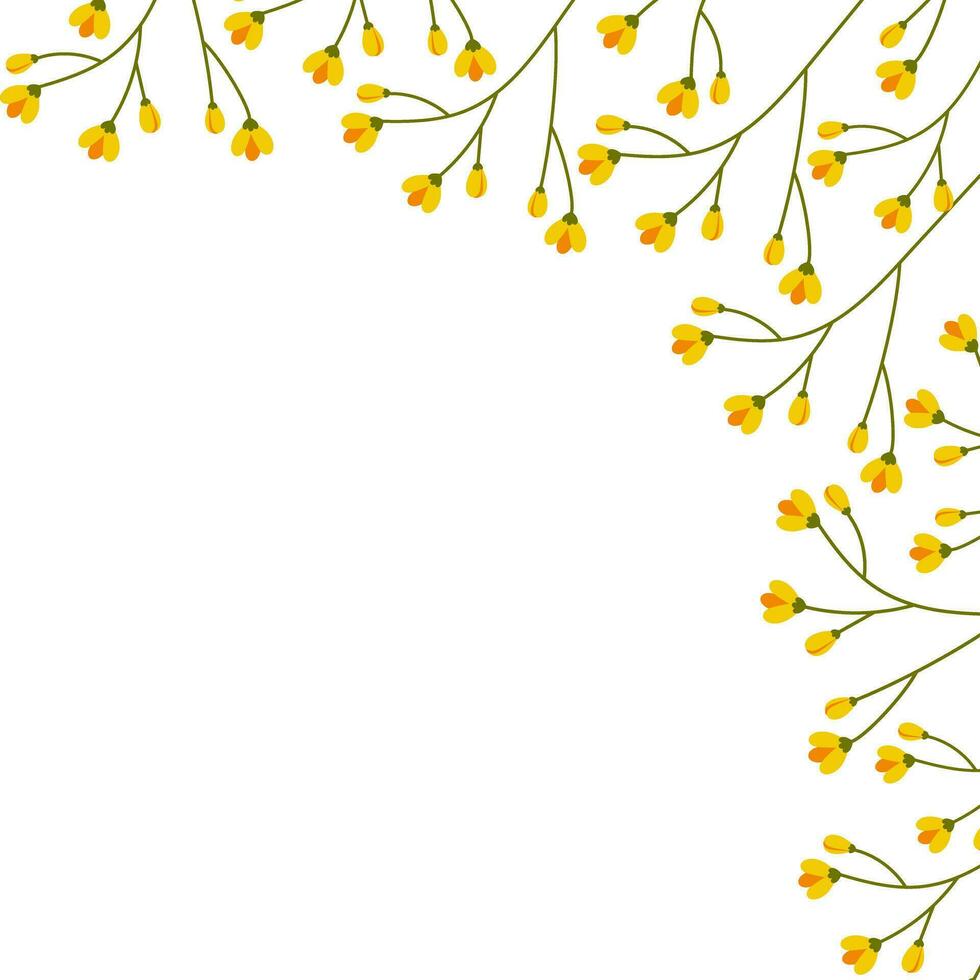 Floral branches corner design with copy space. Concept for springtime greetings or invitations cards vector