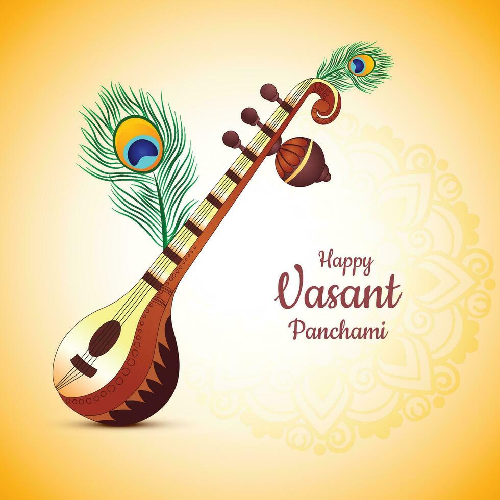 Happy vasant panchami celebration card background vector