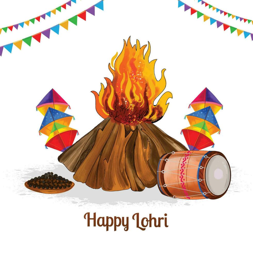 Happy lohri cultural festival of punjab background vector