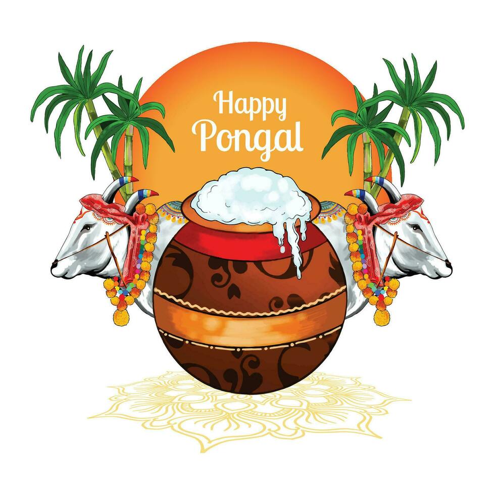 Happy pongal festival of tamil nadu india celebration background vector