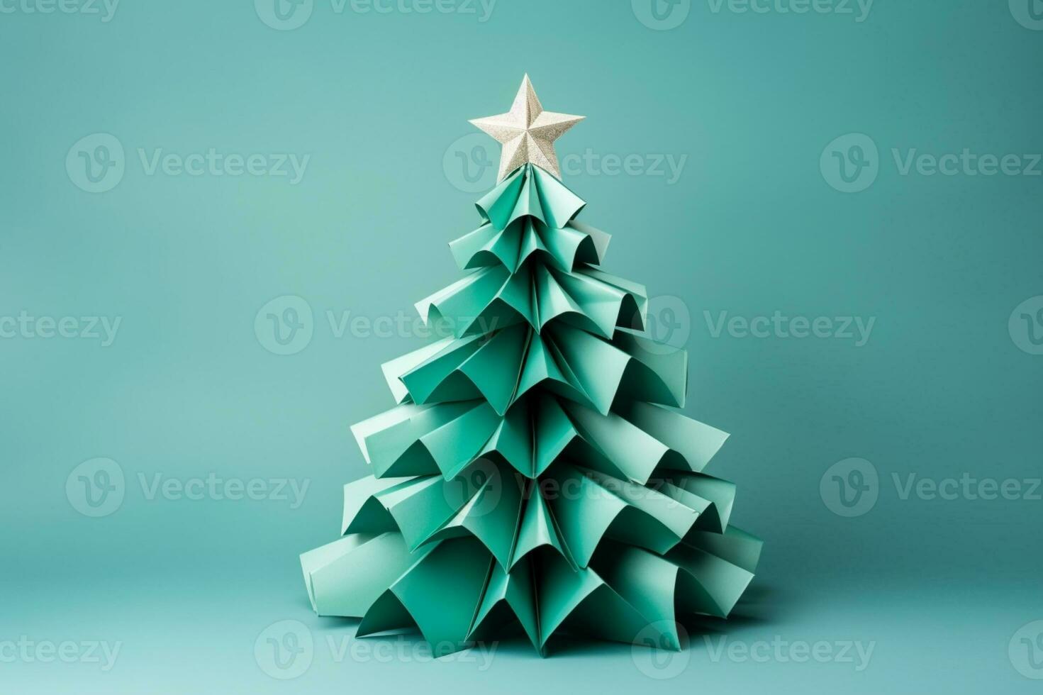 AI generated Christmas tree made with card paper photo