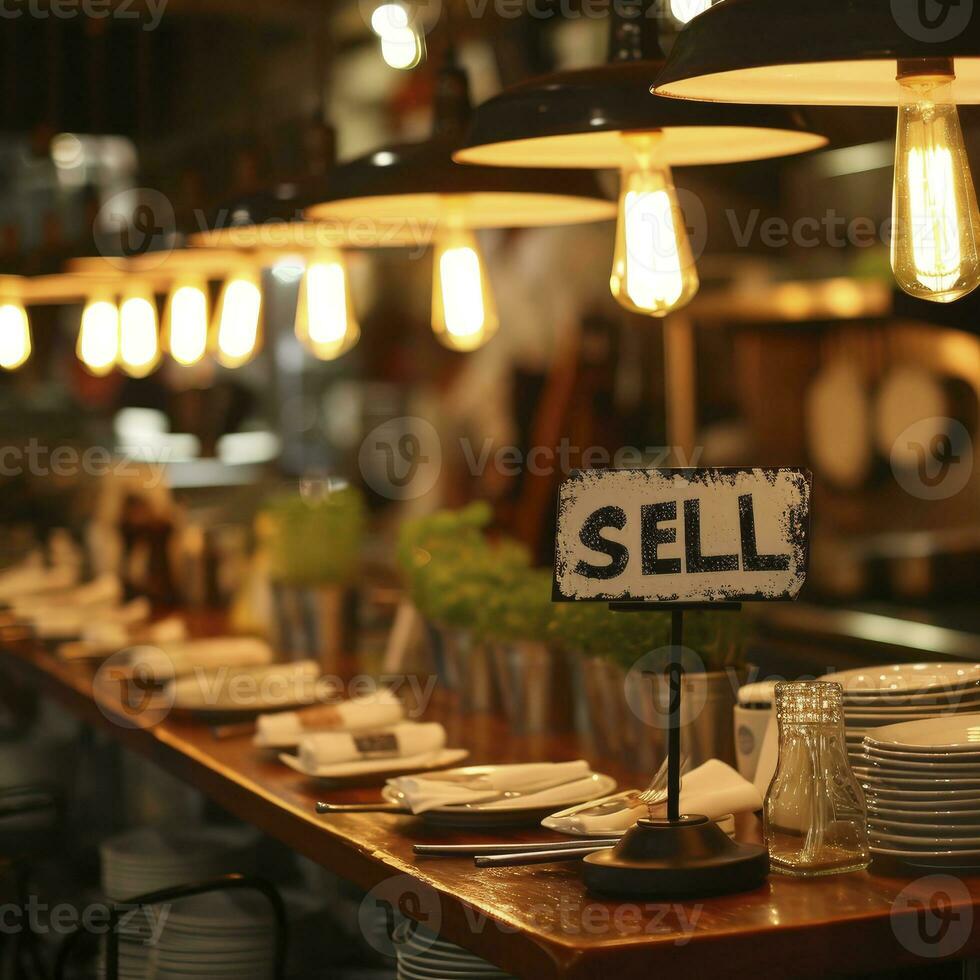 ai generado el firmar con texto vender a el restaurante foto