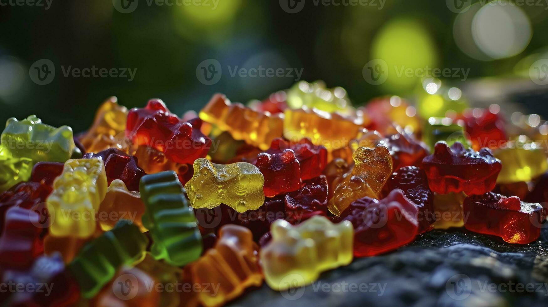 AI generated Vitamins for children, jelly gummy bears candy photo