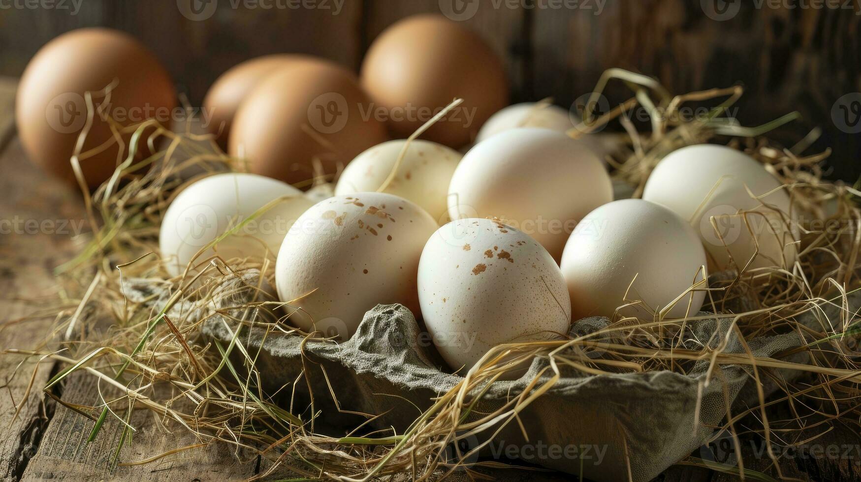 AI generated Organic white leghorn egg from free range farm photo