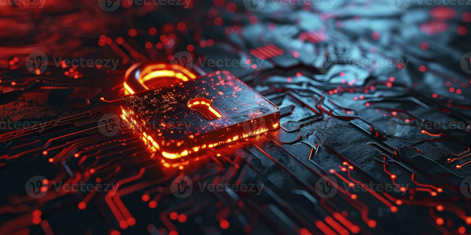 AI generated Concept of cybersecurity and data protection. 3D rendering. photo