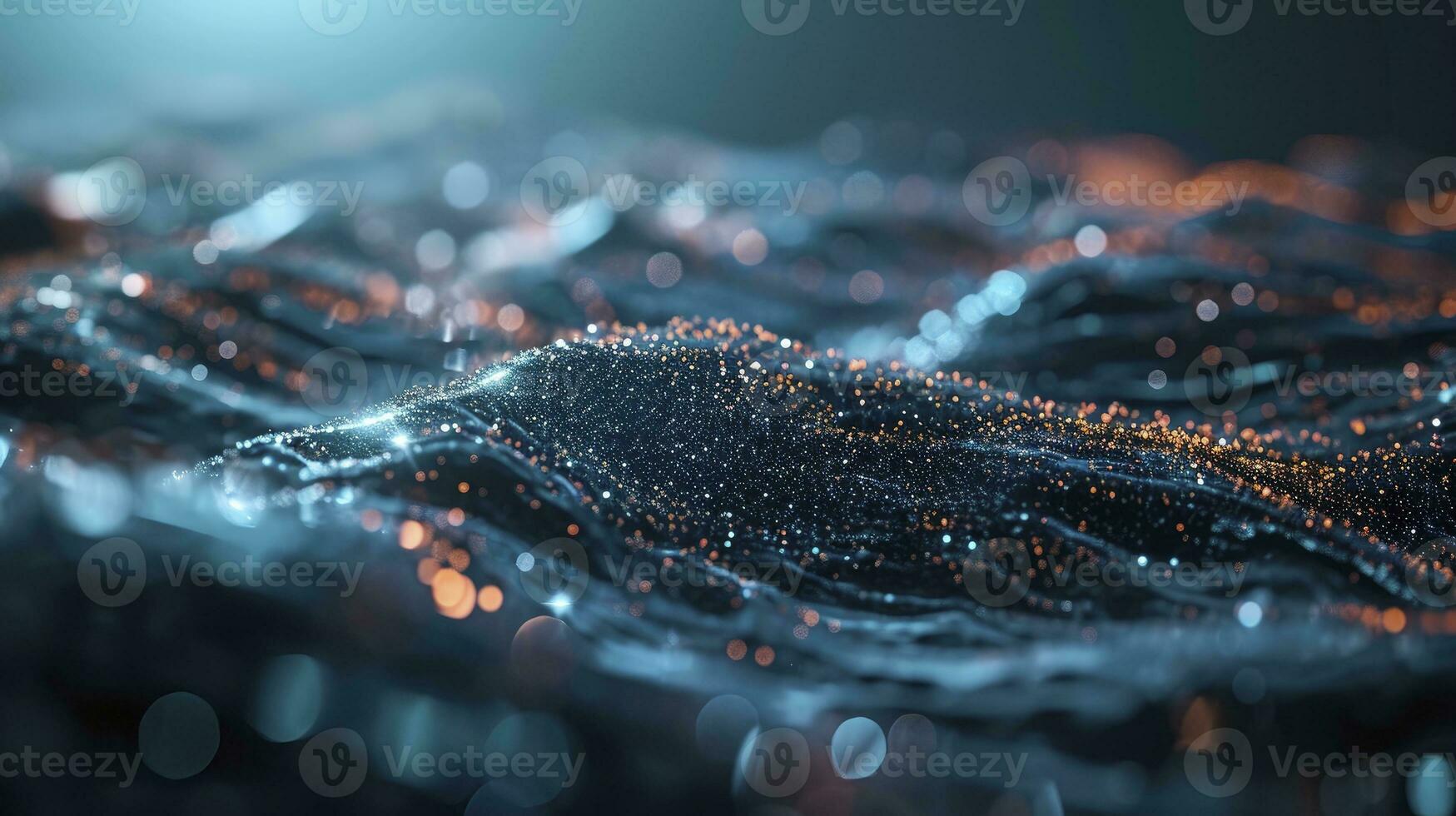 AI generated Abstract wave with moving dots and lines. Flow of particles. Cyber technology illustration. 3d rendering photo