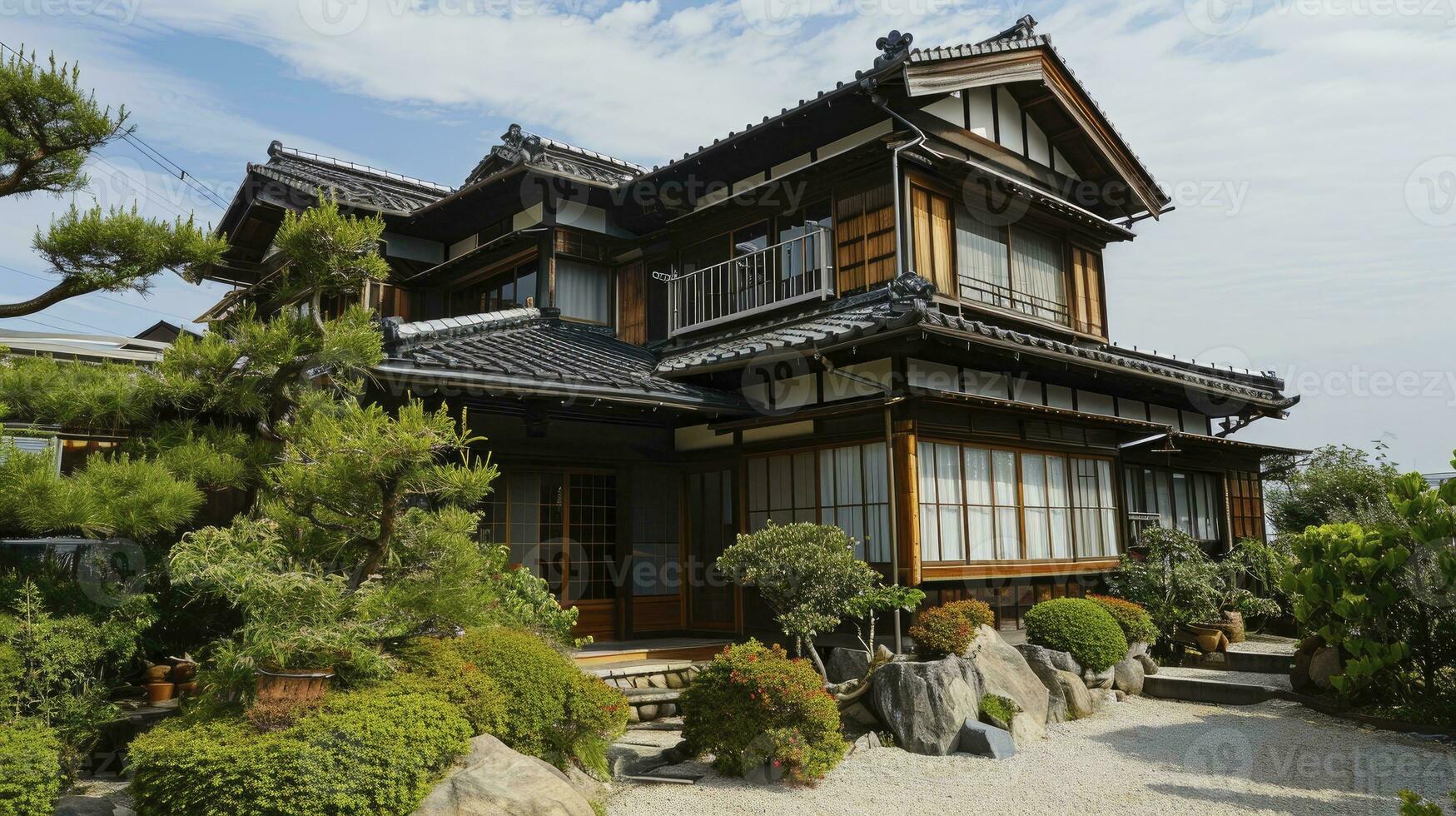 AI generated Japanese classic style house design photo