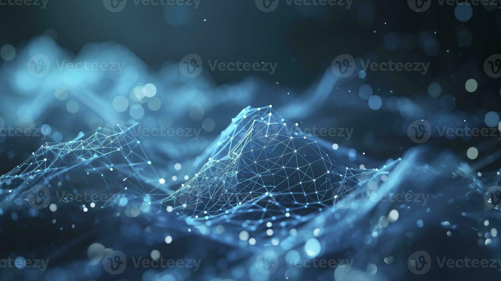 AI generated Abstract futuristic - technology with polygonal shapes on dark blue background. photo