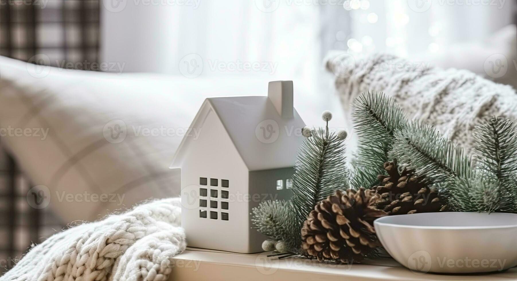 AI generated A cozy concept of festive home decoration for Christmas. AI Generated photo