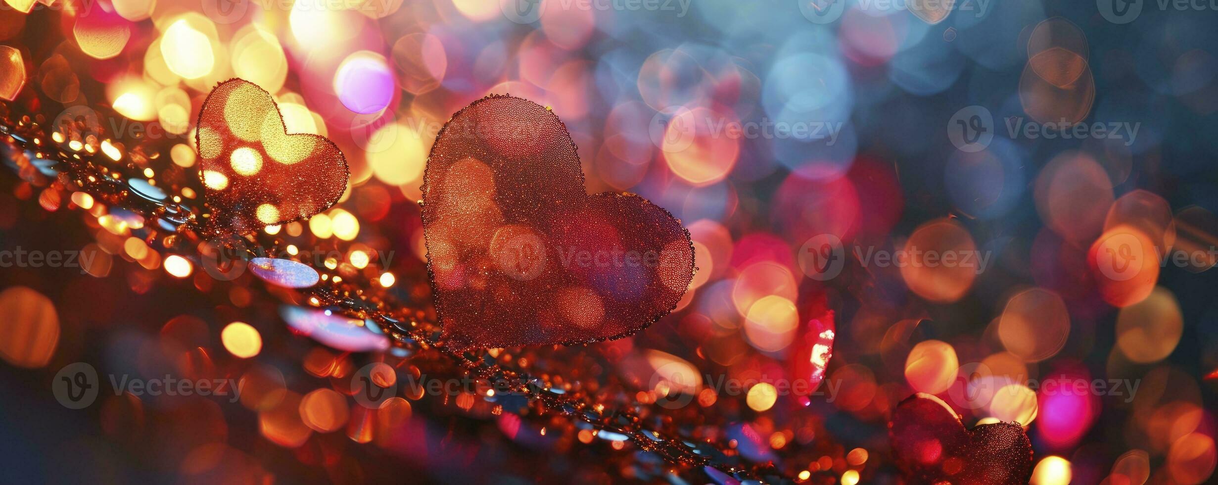 AI generated Heart shape Valentine's Day bokeh background, women's day love gradient. photo