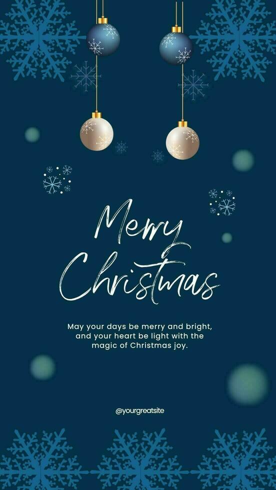 Blue Snowflakes Merry Christmas Greeting Instagram Story template