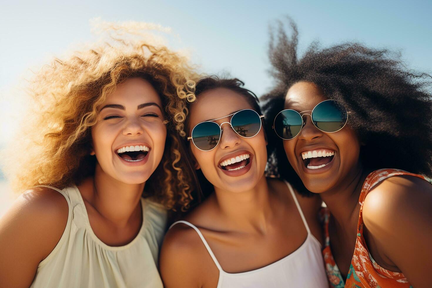 AI generated Group of friends embracing and smiling together photo
