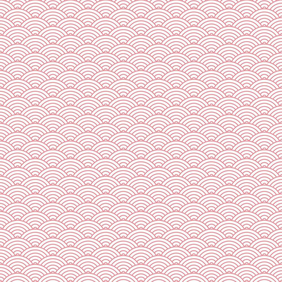 Pink and white seamless geometric japanese waves pattern Seigaiha-mon vector