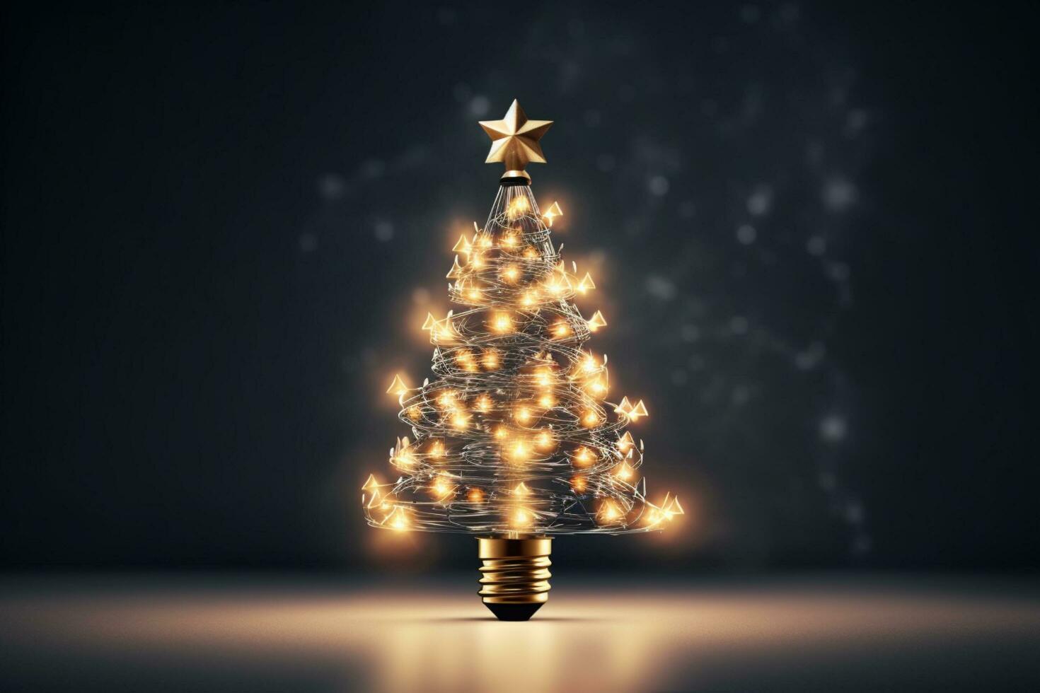 AI generated Christmas tree made of bulb and light technology concept photo