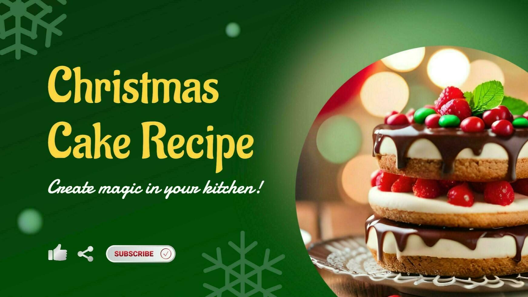 Green Christmas Cake Recipe Youtube Thumbnail template