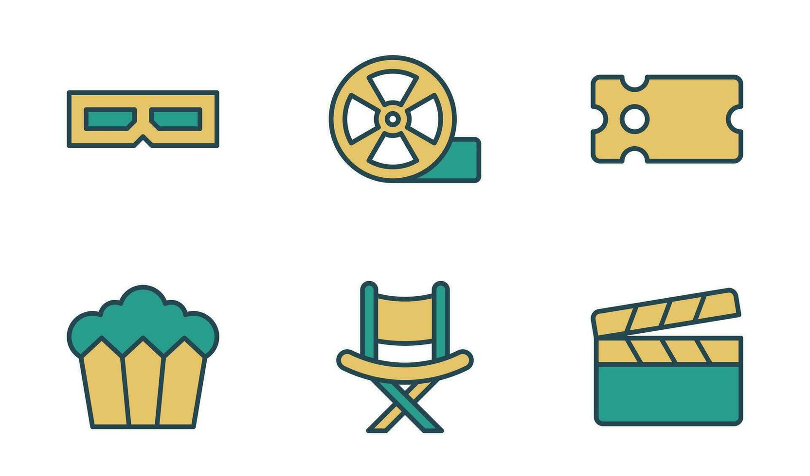 cine icono diseño modelo en lleno contorno estilo vector